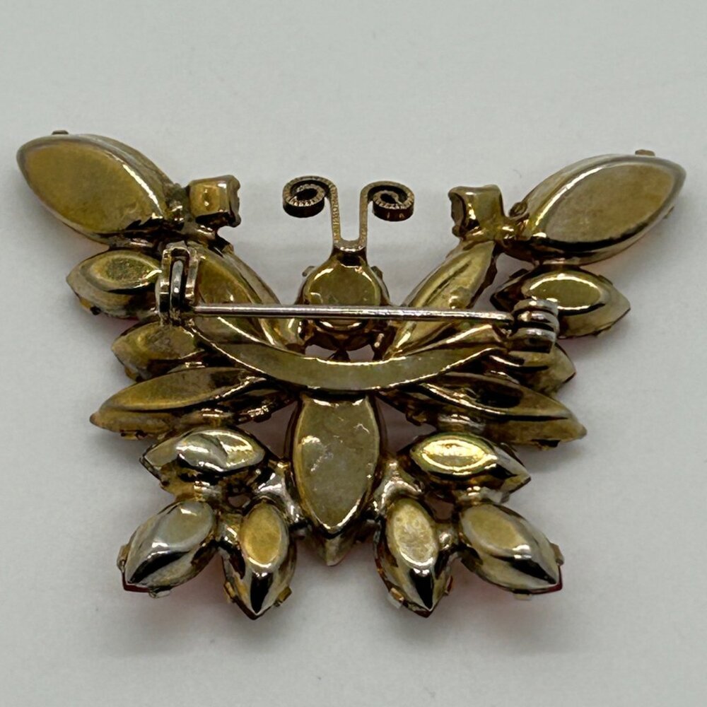 Vintage Juliana Butterfly Brooch Orange Amber Rhinestone DeLizza & Elster #1795 - Picture 9 of 16